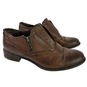 Boutique 9 Womens Rochele Brown Leather Side Zip Cap Toe Shoes Casual Oxford 6.5